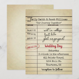 Retro Library Card Hochzeit Einladung