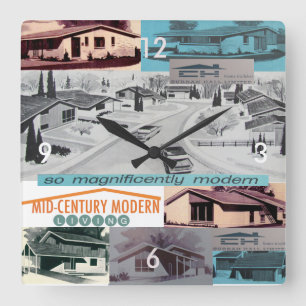 Retro-licious 60er modernes Mosaik! Quadratische Wanduhr