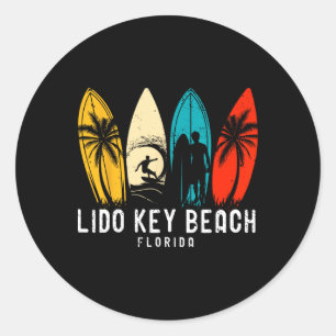 Retro Lido Key Beach Florida Surfboarder Design Fü Runder Aufkleber