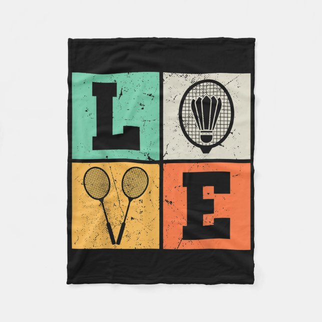 Retro-Liebe Badminton-Liebhaber  Fleecedecke (Vorderseite)