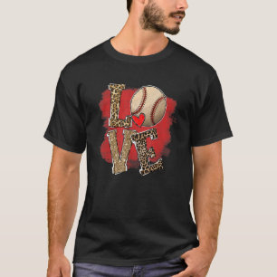 Retro Liebe Baseball Leopard Chetaah Cheetah Patte T-Shirt