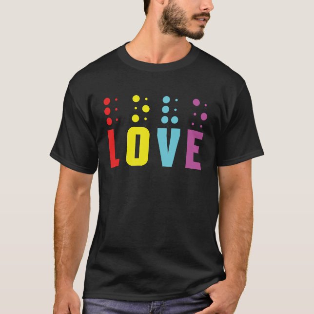 Retro-Liebe Braille Alphabet Braille-Schrift T-Shirt (Vorderseite)