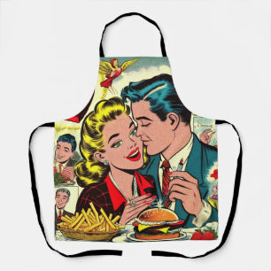 Retro Liebe Couple Comic Schürze