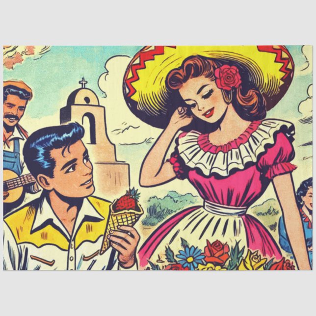 Retro Liebe Couple Comic Seidenpapier (Vorderseite)