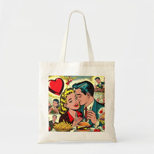 Retro Liebe Couple Comic Tragetasche (Vorne)