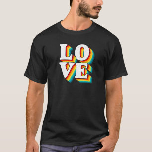 Retro-Liebe geschichtete Echo-Buchstaben Vintage-D T-Shirt