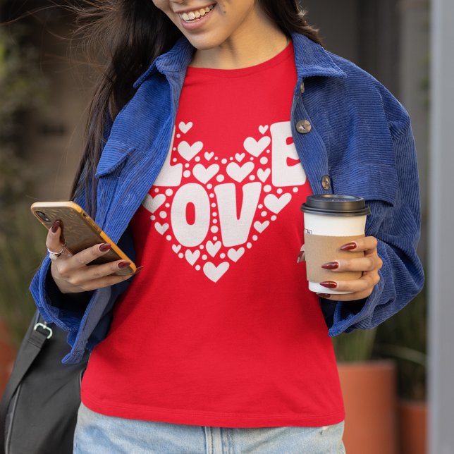 Retro-Liebe Herz-Rote Frauen Valentinstag T-Shirt (Von Creator hochgeladen)