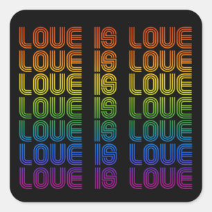 Retro-Liebe ist Liebe Pride T - Shirt Quadratischer Aufkleber