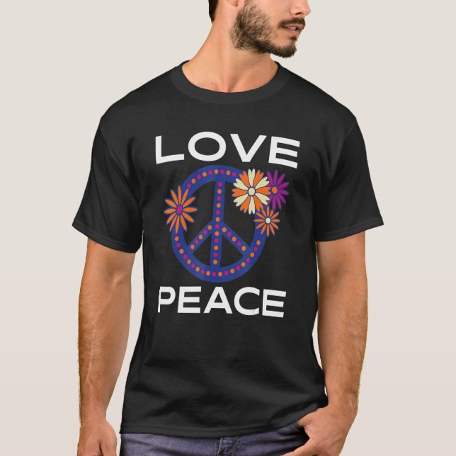 Retro Liebe Peace 60er 70er Peace Sign Hippie Dye  T-Shirt (Vorderseite)