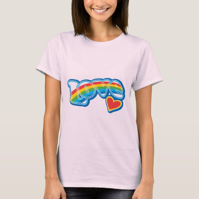 Retro Liebe Regenbogen Frauen Grundlegender T - Sh T-Shirt (Vorderseite)