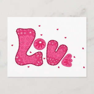 Retro-Liebe Rosa Fuchsien Vintage-Hippie Postkarte