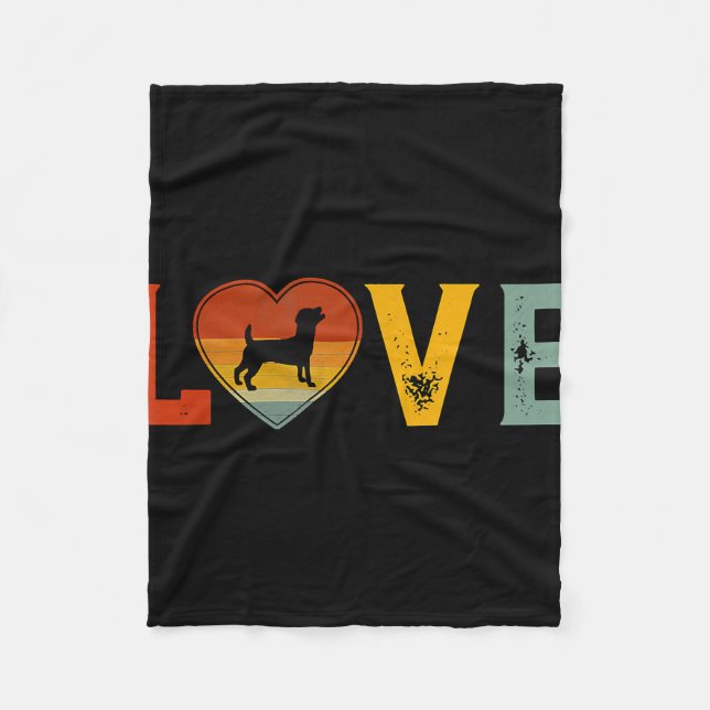 Retro Liebe Themed Jack Russell Terrier Dog Valent Fleecedecke (Vorderseite)