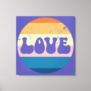 Retro-Liebe-Typografie auf vintage Sonnenuntergang Leinwanddruck