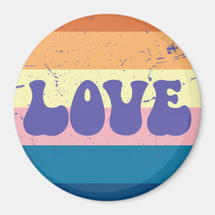 Retro-Liebe-Typografie auf Vintage-Sonnenuntergang Magnet