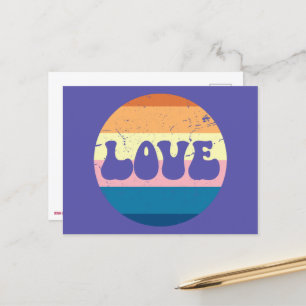 Retro-Liebe-Typografie auf Vintage-Sonnenuntergang Postkarte