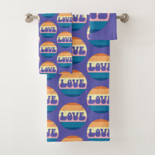 Retro-Liebe Typografie auf Vintagen Sonnenuntergan Badhandtuch Set