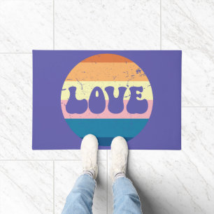 Retro-Liebe Typografie auf Vintagen Sonnenuntergan Fußmatte