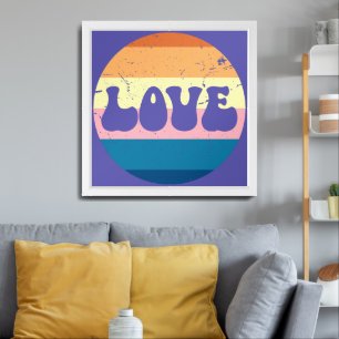 Retro-Liebe Typografie auf Vintagen Sonnenuntergan Poster