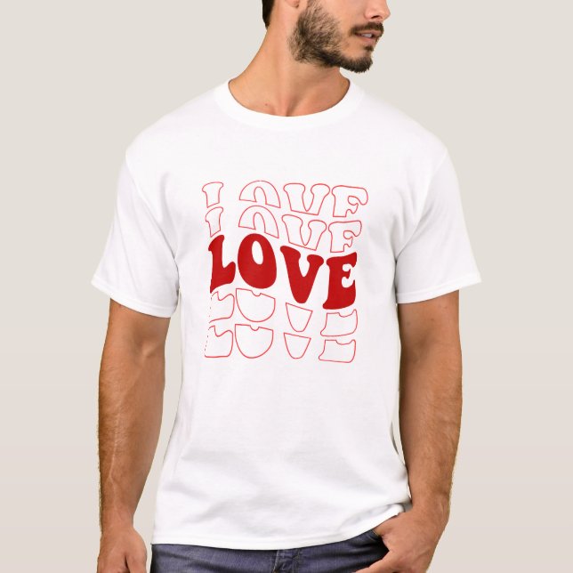 "Retro LIEBE Typografy Red Design T-Shirt (Vorderseite)