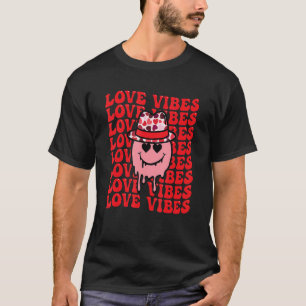 Retro Liebe Vibes Happy Face Cowhide Valentine's D T-Shirt