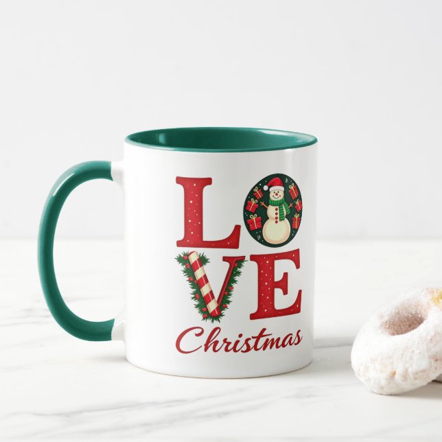 Retro Liebe Weihnachts-Zauberer-Klassiker Tasse (Mit Donut)