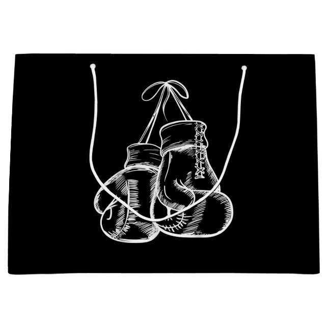 Retro Liebe White Boxing Gloves Geschenke Boxer Ge Große Geschenktüte (Vorderseite)