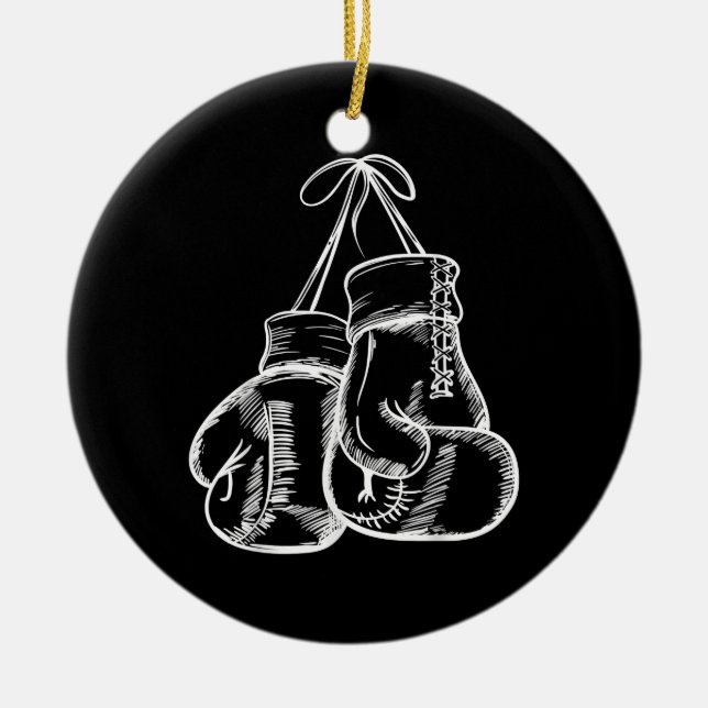 Retro Liebe White Boxing Gloves Geschenke Boxer Ge Keramik Ornament (Vorne)