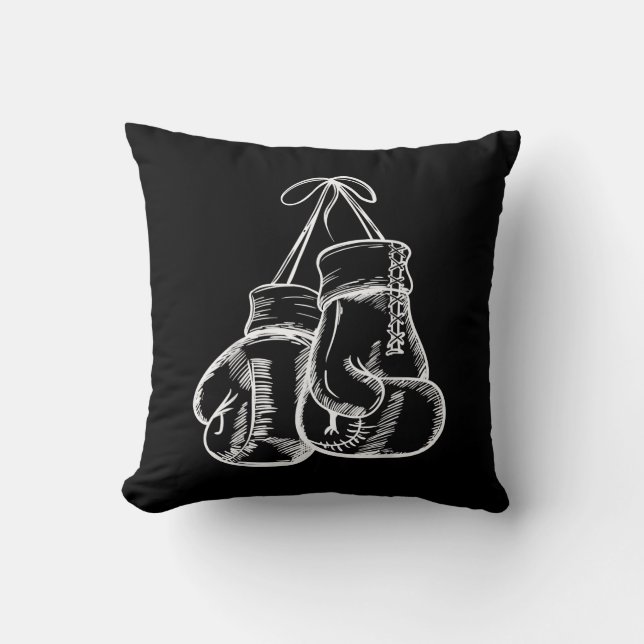 Retro Liebe White Boxing Gloves Geschenke Boxer Ge Kissen (Vorderseite)