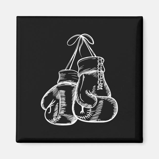 Retro Liebe White Boxing Gloves Geschenke Boxer Ge Magnet (Vorne)