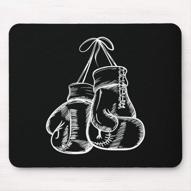 Retro Liebe White Boxing Gloves Geschenke Boxer Ge Mousepad (Vorne)