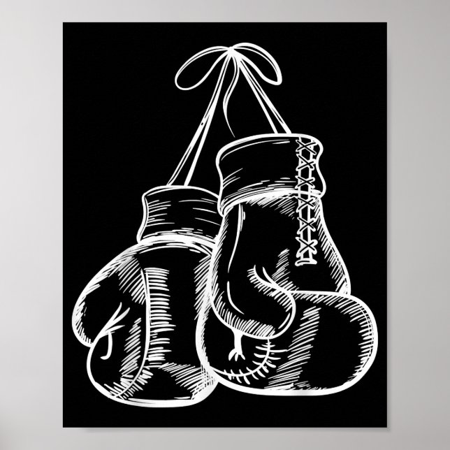 Retro Liebe White Boxing Gloves Geschenke Boxer Ge Poster (Vorne)