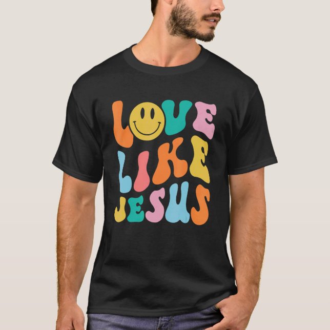 Retro-Liebe wie Jesus lächeln Gesicht ästhetische  T-Shirt (Vorderseite)