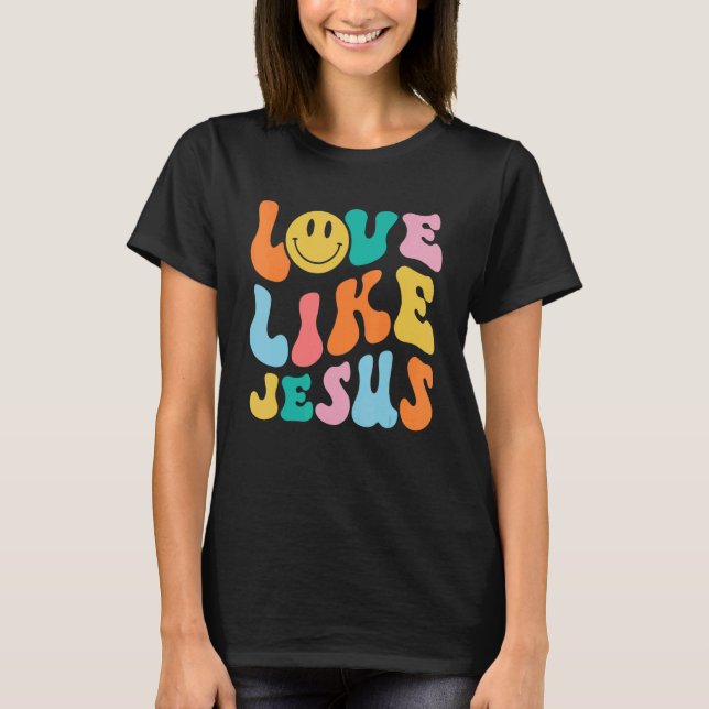 Retro-Liebe wie Jesus lächeln Gesicht ästhetische  T-Shirt (Vorderseite)