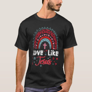 Retro-Liebe wie Jesus Regenbogen-Leopard Christlic T-Shirt