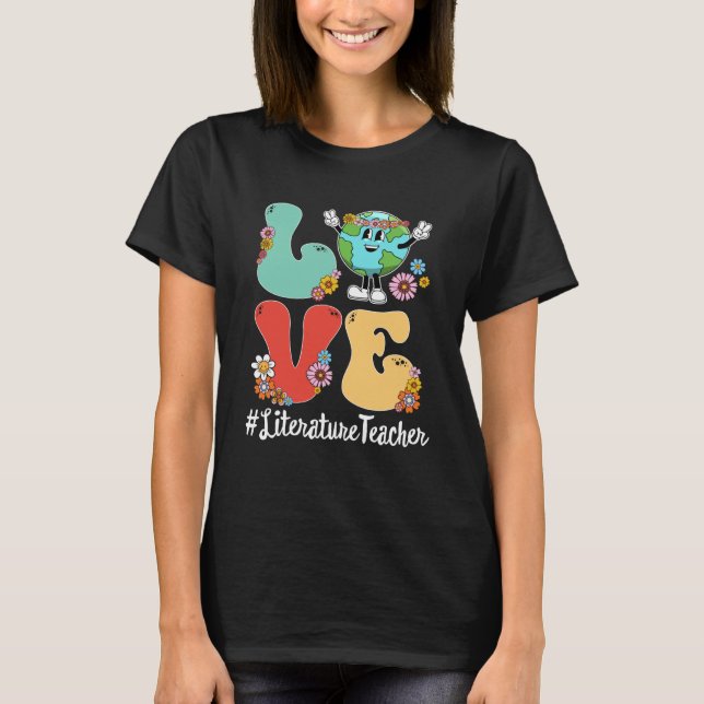 Retro Liebe World Earth Day 2023 Literaturlehrer T-Shirt (Vorderseite)