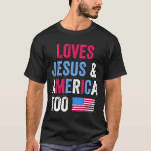 Retro Lieben Jesus und Amerika zu 4. Juli Chri T-Shirt