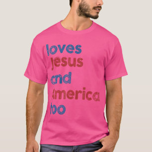 Retro Lieben Jesus und Amerika zu 4th Juli Geschen T-Shirt