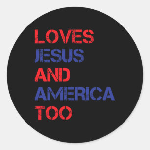 Retro-Lieben Jesus und Amerika zu Christlichen 4. Runder Aufkleber