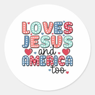 Retro Lieben Jesus und Amerika zu Gott Christlich Runder Aufkleber