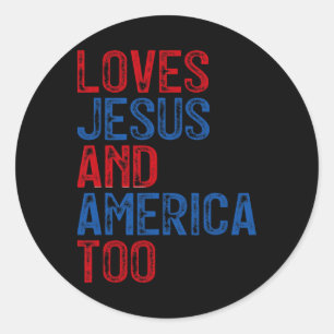 Retro Lieben Jesus und Amerika zu Gott Christlich Runder Aufkleber