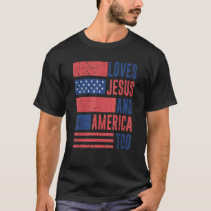 Retro Lieben Jesus und Amerika zu Gott Christlich T-Shirt