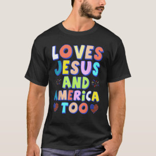 Retro Lieben Jesus und Amerika zu Gott Christlich T-Shirt