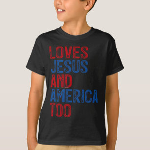 Retro Lieben Jesus und Amerika zu Gott Christlich T-Shirt
