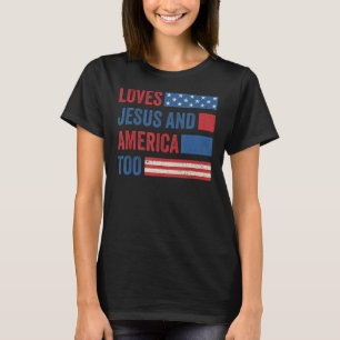 Retro Lieben Jesus und Amerika zu Gott Christlich T-Shirt