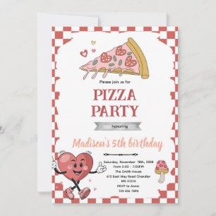 Retro Liebt euch zwei Pizza-Einladung Einladung