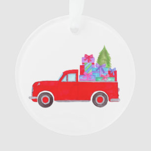 Retro Lieferwagen LKW mit Weihnachtsgeschenke Ornament