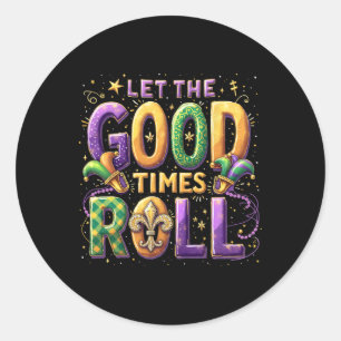 Retro Ließ die gute Zeit Roll Mardi Gras Party Lov Runder Aufkleber