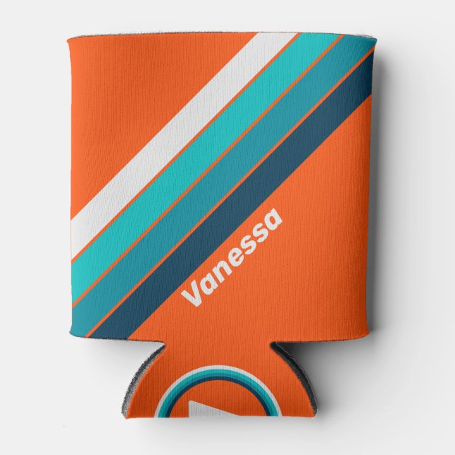 Retro Lifeguard Streifen mit Namen Dosenkühler (Vorderseite)