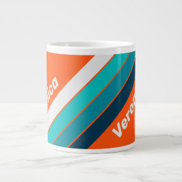 Retro Lifeguard Stripes with Name Jumbo-Tasse