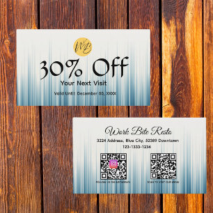 Retro Light Blue Restaurant Qr Code Menü und Rabattkarte